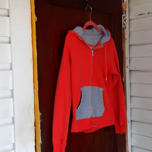 Nike Tops - Nike Swoosh hoodie in orange & gray flannel pit measures 18 inches rubbing on